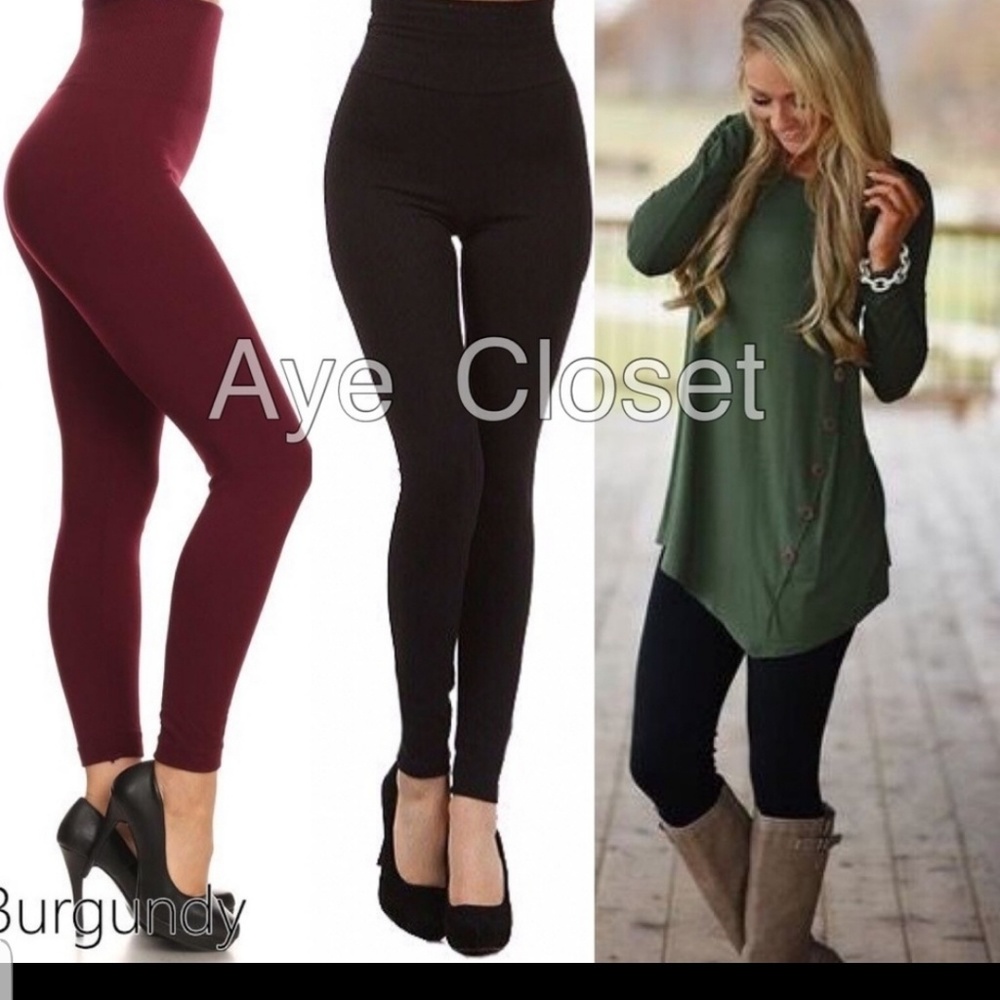 Plus size OS leggings fleece lined - Picture 1 of 2